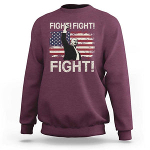 Trump Raised Fist Sweatshirt Fight Fight Fight American Flag Retro Vintage TS02 Maroon Print Your Wear