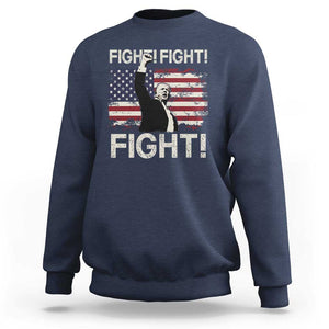 Trump Raised Fist Sweatshirt Fight Fight Fight American Flag Retro Vintage TS02 Navy Print Your Wear