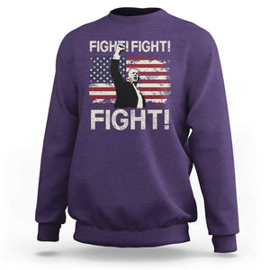 Trump Raised Fist Sweatshirt Fight Fight Fight American Flag Retro Vintage TS02 Purple Print Your Wear