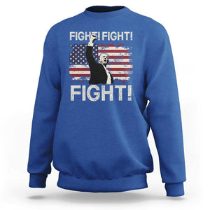 Trump Raised Fist Sweatshirt Fight Fight Fight American Flag Retro Vintage TS02 Royal Blue Print Your Wear