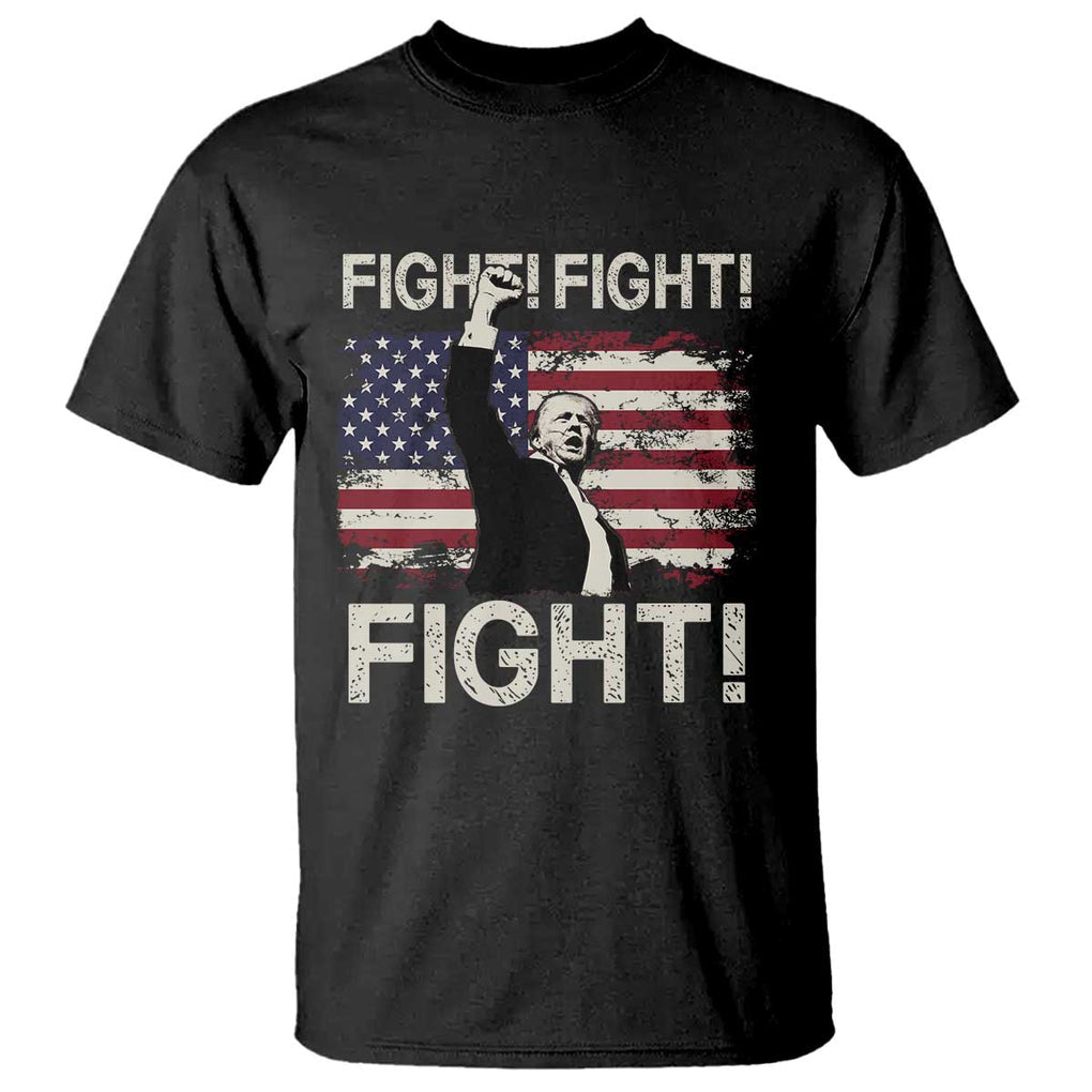 Trump Raised Fist T Shirt Fight Fight Fight American Flag Retro Vintage TS02 Black Print Your Wear