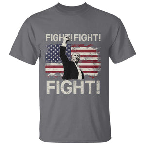 Trump Raised Fist T Shirt Fight Fight Fight American Flag Retro Vintage TS02 Charcoal Print Your Wear