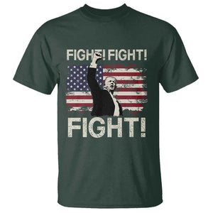 Trump Raised Fist T Shirt Fight Fight Fight American Flag Retro Vintage TS02 Dark Forest Green Print Your Wear