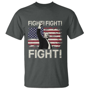 Trump Raised Fist T Shirt Fight Fight Fight American Flag Retro Vintage TS02 Dark Heather Print Your Wear