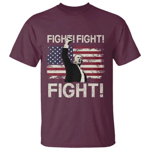 Trump Raised Fist T Shirt Fight Fight Fight American Flag Retro Vintage TS02 Maroon Print Your Wear