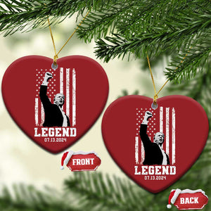 Trump Raised Fist Christmas Ornament Legend July 13th 2024 American Flag TS02 Heart Red Print Your Wear