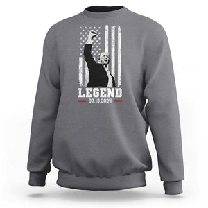 Trump Raised Fist Sweatshirt Legend July 13th 2024 American Flag TS02 Charcoal Print Your Wear