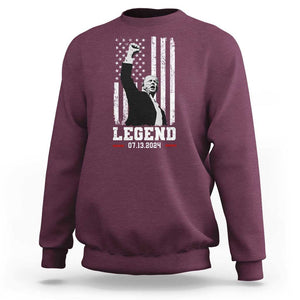 Trump Raised Fist Sweatshirt Legend July 13th 2024 American Flag TS02 Maroon Print Your Wear