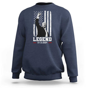 Trump Raised Fist Sweatshirt Legend July 13th 2024 American Flag TS02 Navy Print Your Wear