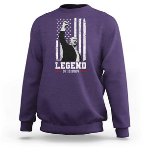 Trump Raised Fist Sweatshirt Legend July 13th 2024 American Flag TS02 Purple Print Your Wear