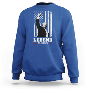 Trump Raised Fist Sweatshirt Legend July 13th 2024 American Flag TS02 Royal Blue Print Your Wear