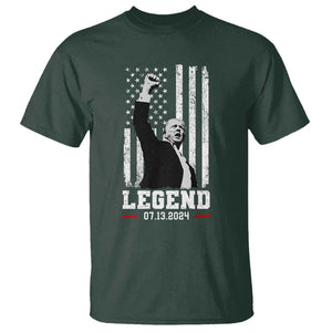 Trump Raised Fist T Shirt Legend July 13th 2024 American Flag TS02 Dark Forest Green Print Your Wear