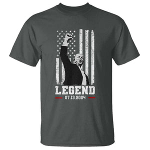 Trump Raised Fist T Shirt Legend July 13th 2024 American Flag TS02 Dark Heather Print Your Wear