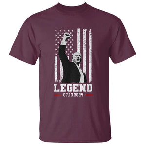 Trump Raised Fist T Shirt Legend July 13th 2024 American Flag TS02 Maroon Print Your Wear