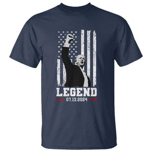 Trump Raised Fist T Shirt Legend July 13th 2024 American Flag TS02 Navy Print Your Wear