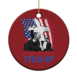 God Bless President Trump Christmas Ornament Pennsylvania 2024 Raised Fist American Flag Cross TS02 Print Your Wear