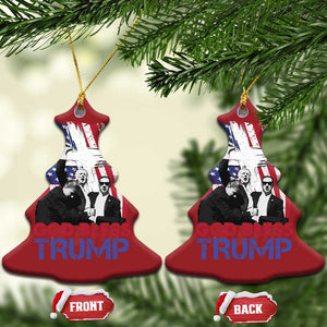 God Bless President Trump Christmas Ornament Pennsylvania 2024 Raised Fist American Flag Cross TS02 Christmas Tree Red Print Your Wear