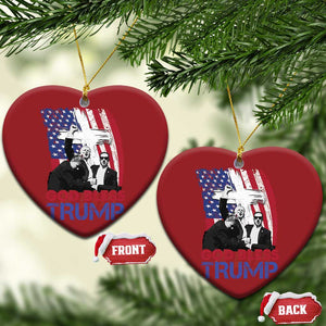 God Bless President Trump Christmas Ornament Pennsylvania 2024 Raised Fist American Flag Cross TS02 Heart Red Print Your Wear