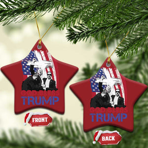 God Bless President Trump Christmas Ornament Pennsylvania 2024 Raised Fist American Flag Cross TS02 Star Red Print Your Wear