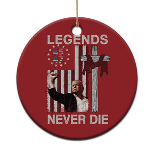 Trump Raised Fist Christmas Ornament Legend Never Die President 45 47 American Betsy Ross Flag Cross TS02 Print Your Wear