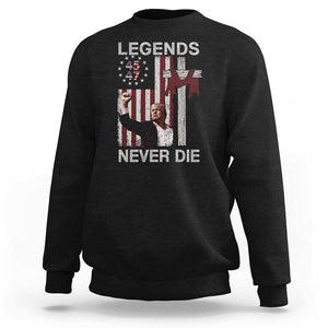 Trump Raised Fist Sweatshirt Legend Never Die President 45 47 American Betsy Ross Flag Cross TS02 Black Print Your Wear