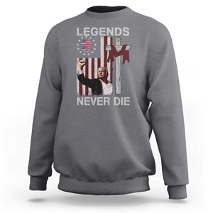 Trump Raised Fist Sweatshirt Legend Never Die President 45 47 American Betsy Ross Flag Cross TS02 Charcoal Print Your Wear