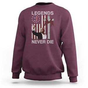 Trump Raised Fist Sweatshirt Legend Never Die President 45 47 American Betsy Ross Flag Cross TS02 Maroon Print Your Wear