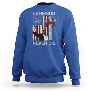 Trump Raised Fist Sweatshirt Legend Never Die President 45 47 American Betsy Ross Flag Cross TS02 Royal Blue Print Your Wear