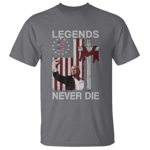 Trump Raised Fist T Shirt Legend Never Die President 45 47 American Betsy Ross Flag Cross TS02 Charcoal Print Your Wear