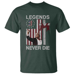 Trump Raised Fist T Shirt Legend Never Die President 45 47 American Betsy Ross Flag Cross TS02 Dark Forest Green Print Your Wear