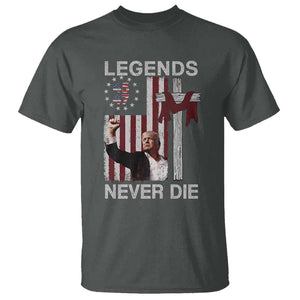 Trump Raised Fist T Shirt Legend Never Die President 45 47 American Betsy Ross Flag Cross TS02 Dark Heather Print Your Wear