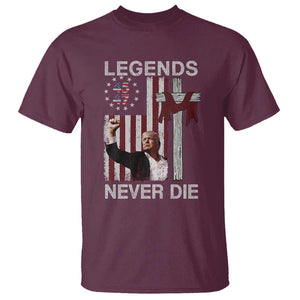 Trump Raised Fist T Shirt Legend Never Die President 45 47 American Betsy Ross Flag Cross TS02 Maroon Print Your Wear