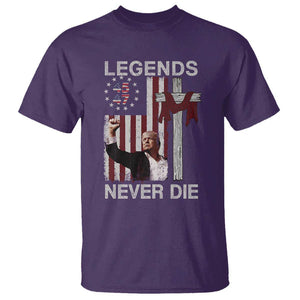 Trump Raised Fist T Shirt Legend Never Die President 45 47 American Betsy Ross Flag Cross TS02 Purple Print Your Wear