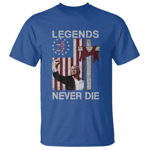 Trump Raised Fist T Shirt Legend Never Die President 45 47 American Betsy Ross Flag Cross TS02 Royal Blue Print Your Wear