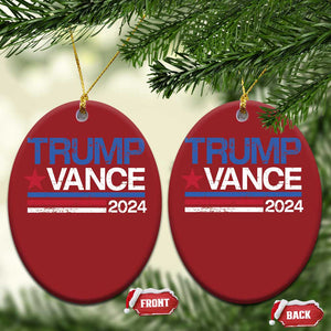 Trump Vance 2024 Christmas Ornament 2024 President 45 47 Supporter Retro Stripe TS02 Oval Red Print Your Wear