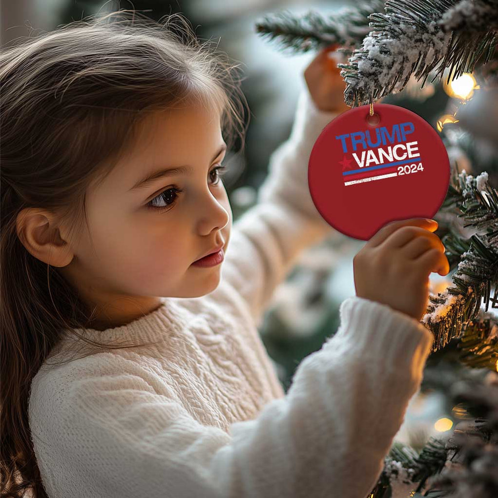 Trump Vance 2024 Christmas Ornament 2024 President 45 47 Supporter Retro Stripe TS02 Print Your Wear