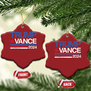 Trump Vance 2024 Christmas Ornament 2024 President 45 47 Supporter Retro Stripe TS02 Snow Flake Red Print Your Wear