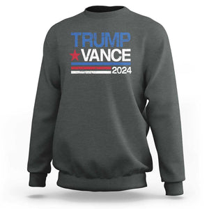 Trump Vance 2024 Sweatshirt 2024 President 45 47 Supporter Retro Stripe TS02 Dark Heather Print Your Wear