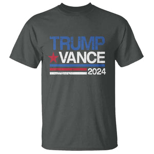 Trump Vance 2024 T Shirt 2024 President 45 47 Supporter Retro Stripe TS02 Dark Heather Print Your Wear