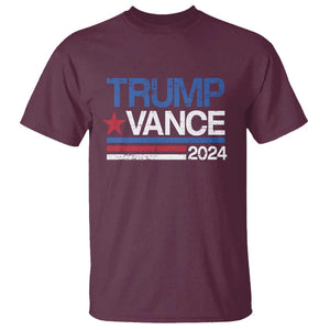 Trump Vance 2024 T Shirt 2024 President 45 47 Supporter Retro Stripe TS02 Maroon Print Your Wear