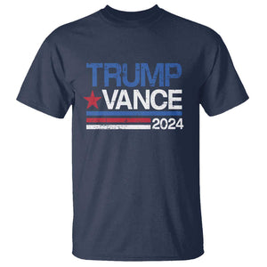 Trump Vance 2024 T Shirt 2024 President 45 47 Supporter Retro Stripe TS02 Navy Print Your Wear