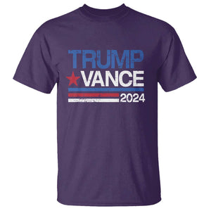 Trump Vance 2024 T Shirt 2024 President 45 47 Supporter Retro Stripe TS02 Purple Print Your Wear