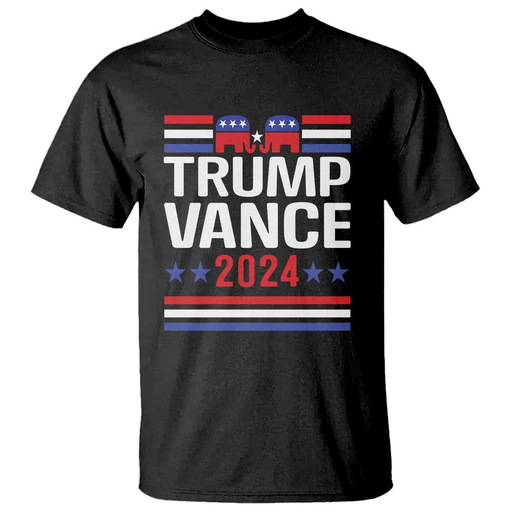 Trump Vance 2024 T Shirt 2024 President 45 47 Supporter Republican Elephant TS02 Black Print Your Wear