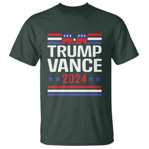 Trump Vance 2024 T Shirt 2024 President 45 47 Supporter Republican Elephant TS02 Dark Forest Green Print Your Wear