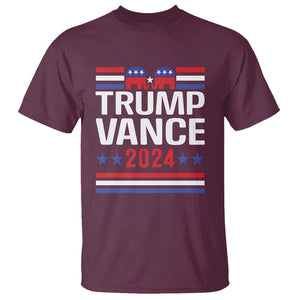 Trump Vance 2024 T Shirt 2024 President 45 47 Supporter Republican Elephant TS02 Maroon Print Your Wear