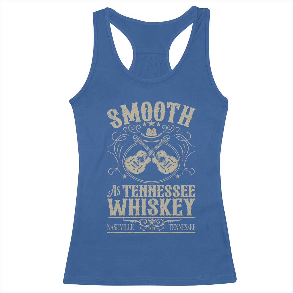 Smooth As Tennessee Whiskey Racerback Tank Top Country Music Guitar Drinking Addict TS02 Royal Blue Print Your Wear