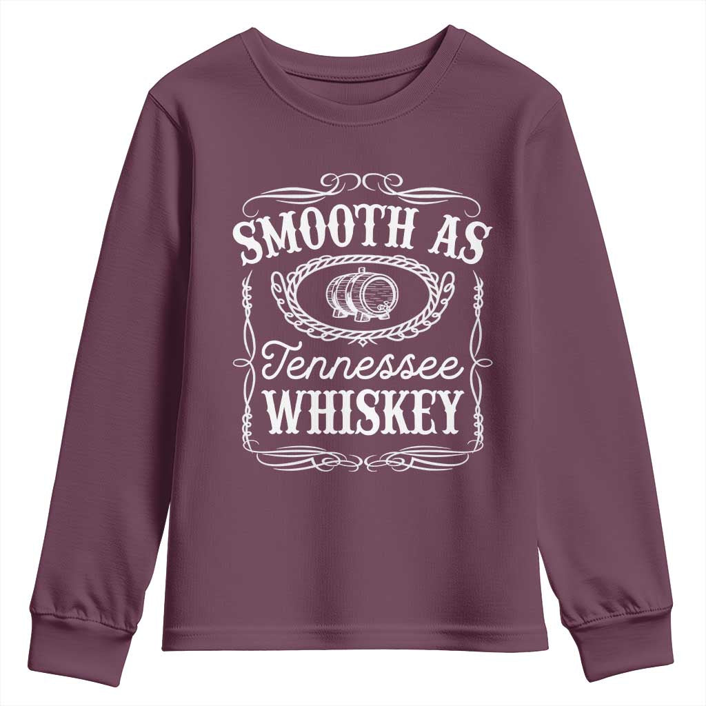 Smooth As Tennessee Whiskey Distillery Barrel Vintage Youth Sweatshirt TS02 Maroon Print Your Wear