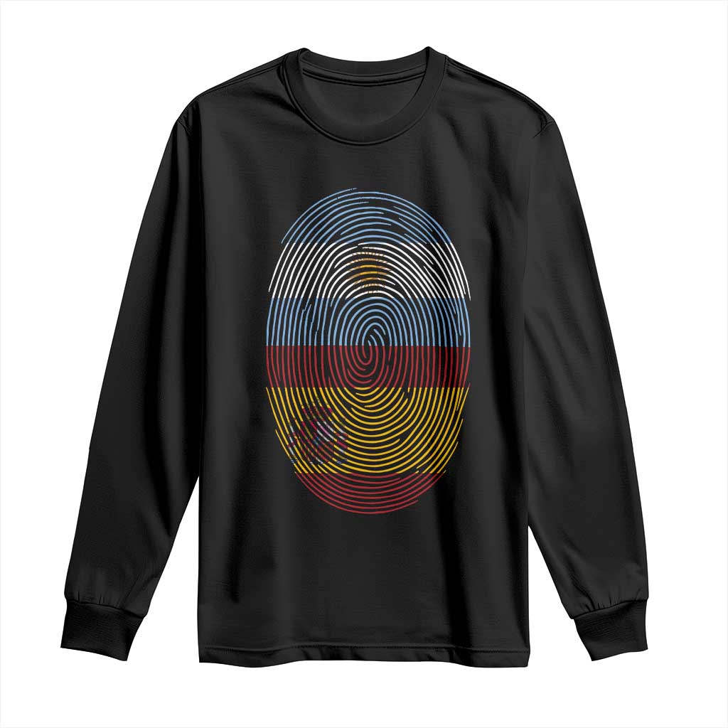 Argentina Spain Flag Fingerprint Graphic Long Sleeve Shirt Dual Heritage Spanish Argetine Pride Match Day TS02 Black Print Your Wear
