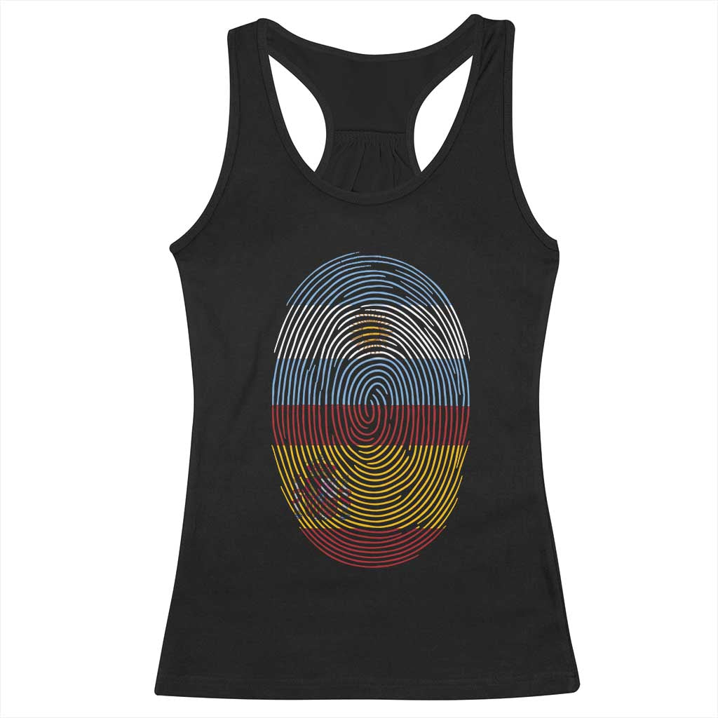 Argentina Spain Flag Fingerprint Graphic Racerback Tank Top Dual Heritage Spanish Argetine Pride Match Day TS02 Black Print Your Wear