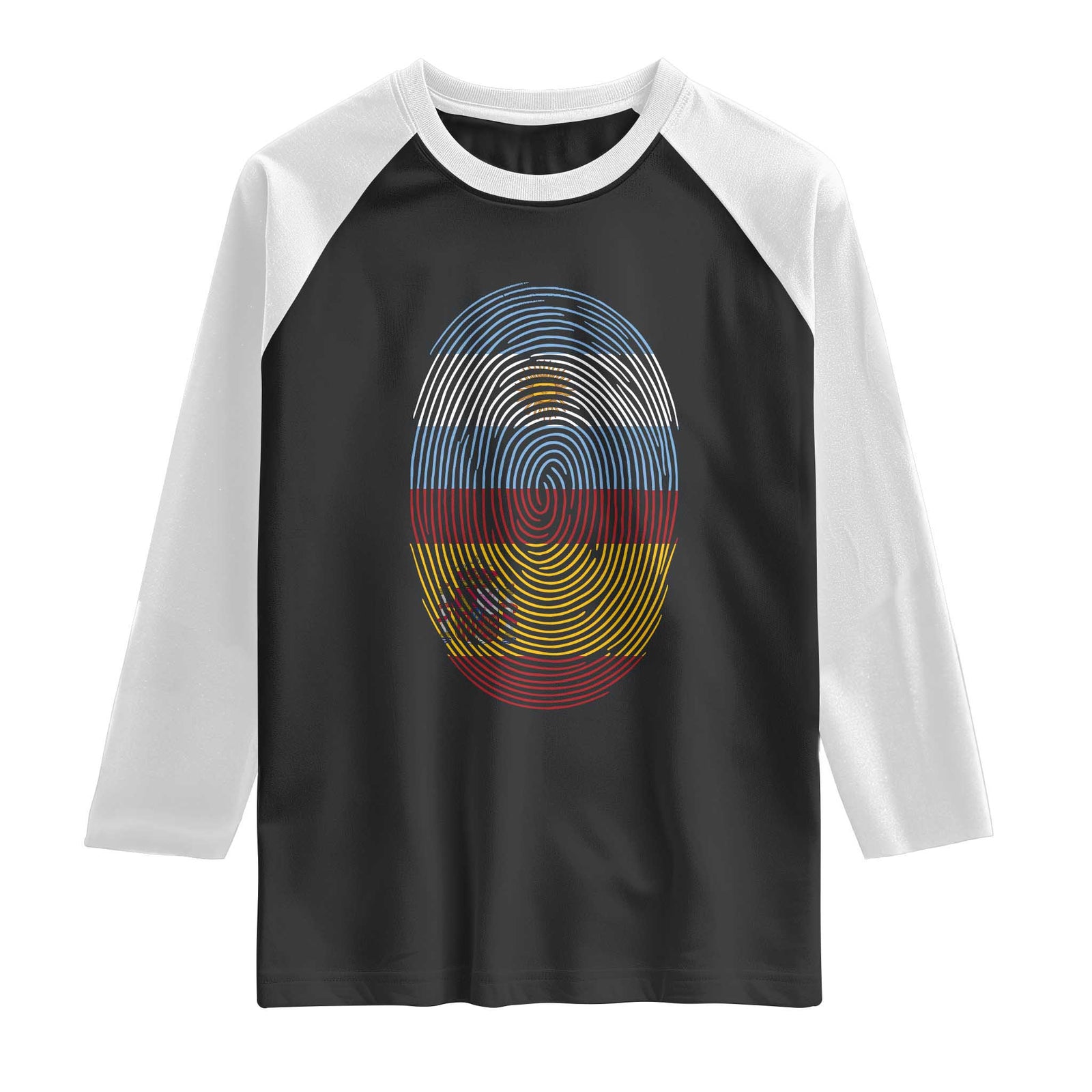 Argentina Spain Flag Fingerprint Graphic Raglan Shirt Dual Heritage Spanish Argetine Pride Match Day TS02 Black White Print Your Wear
